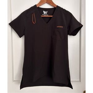 BNWOT Monarch Scrub Top in Black with Orange Detailing Size XS